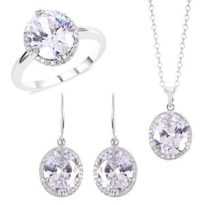 Elegant Silver Jewelry Set with Crystals